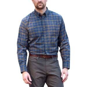 NEW TOM BECKBE dixon brushed cotton shirt in blue grass